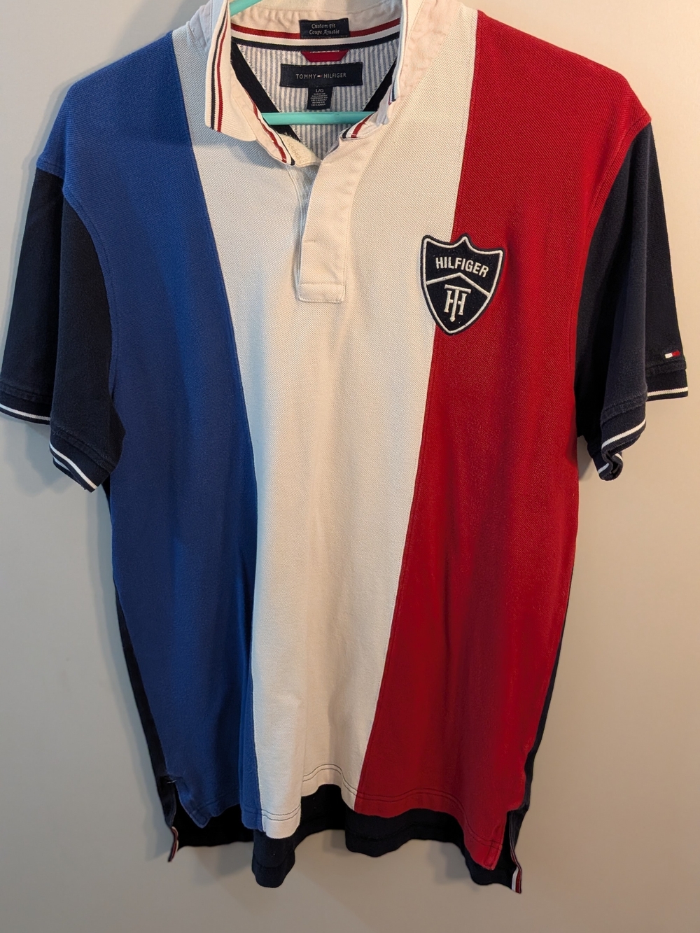 Tommy Hilfiger Men’s Tricolor Polo Shirt - Blue/White/Red